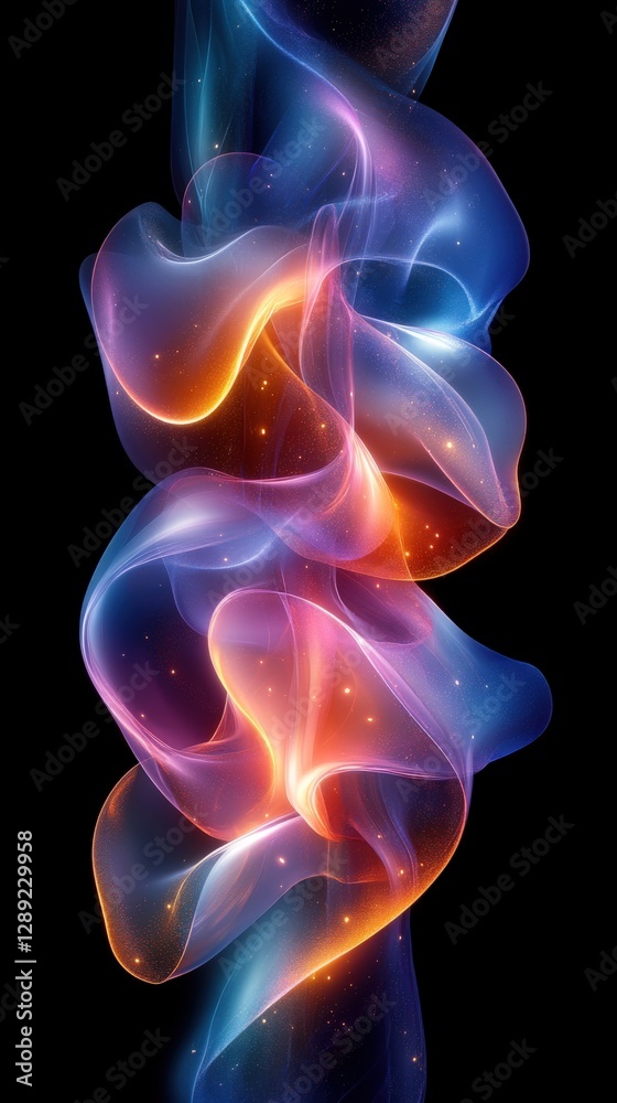 Colorful Abstract Swirling Light Patterns on Black Background Colorful Abstract Swirling Light Patterns on Black Background