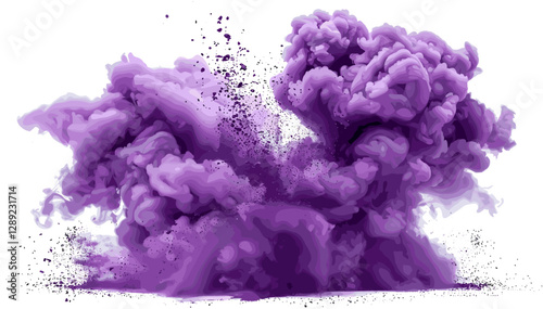 Vector purple smoke explosion, purple powder burst, abstract purple fog, smoke particles, splatter, powder dust, purple explosion, explosive effect, purple fog isolated