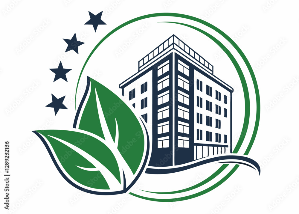 Obraz premium Modern Engineering and Construction Logo with Leaf Motif.