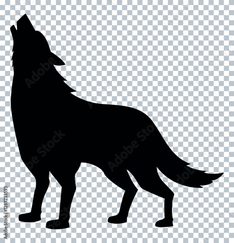 Fox, Wolf, howling on hill, icon, logo, vector illustration	
