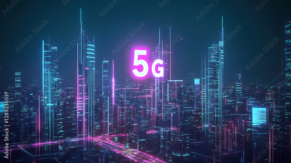 Ai-enhanced cityscape skyline illuminated by futuristic lighting and technology. AI-Powered Cityscape. Illustration Ai-enhanced cityscape skyline illuminated by futuristic lighting and technology. AI-Powered Cityscape. Illustration
