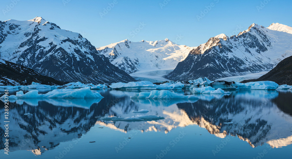 custom made wallpaper toronto digitalGlacial Icebergs Mirrored in Mountain Lake