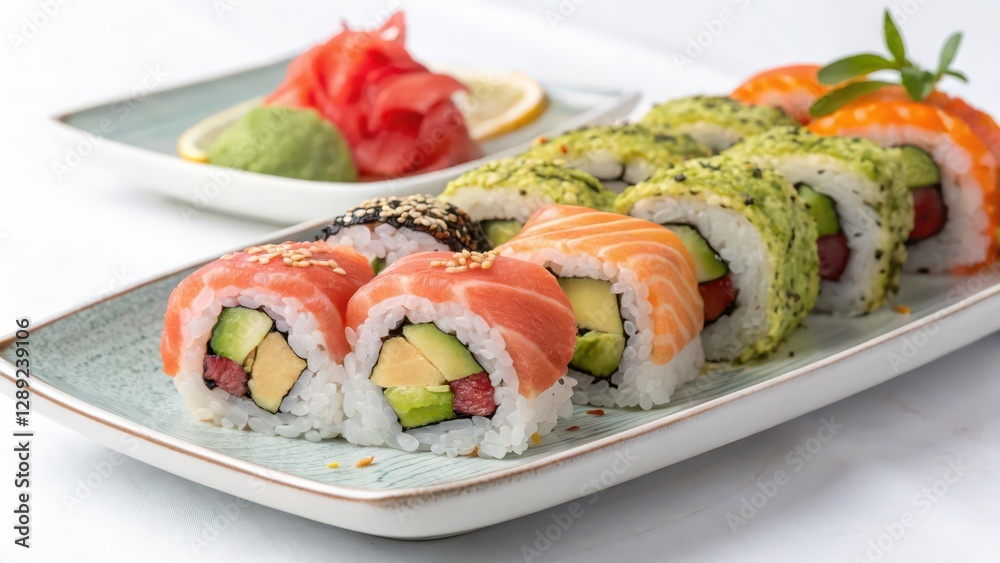 Sushi Platter on White Background Sushi Platter on White Background