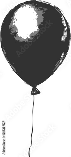 Stylized vector illustration of a black balloon, featuring a sleek design ideal for festive or celebratory themes.