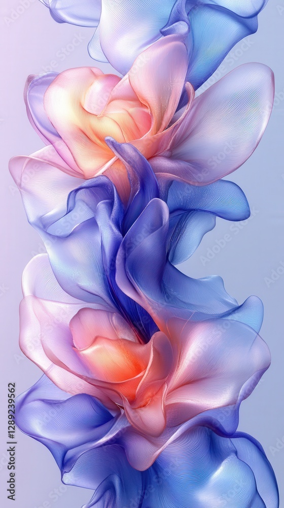 Ethereal Flowing Abstract Art in Soft Blue, Pink, and Lavender Tones Ethereal Flowing Abstract Art in Soft Blue, Pink, and Lavender Tones