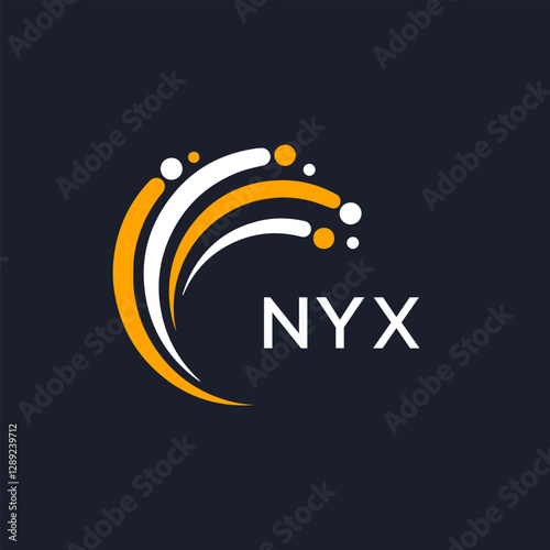 NYX letter technology logo design on black background.
