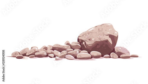 Vector rocks line, isolated pile on white background, side view, hand-drawn stones, sketch boulders, rock formation, engraved stone heap, geology illustration, nature elements