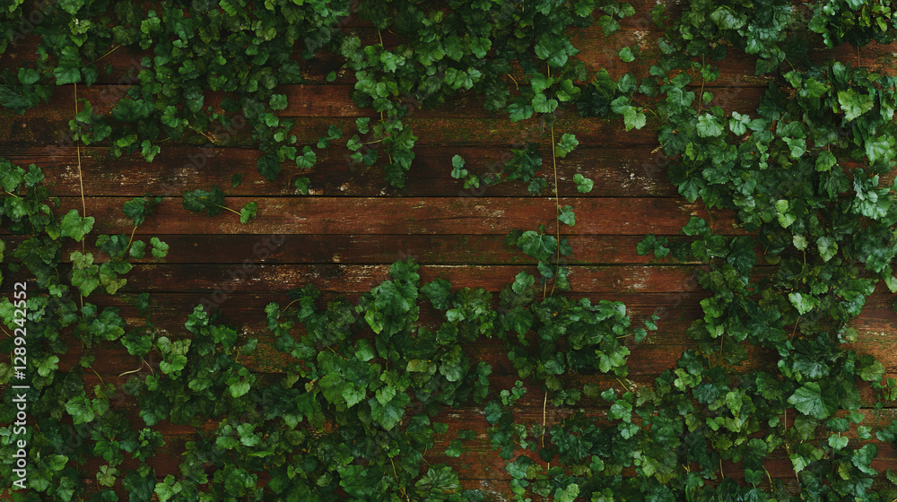 Rustic wooden texture with moss and climbing ivy for nature inspired design Rustic wooden texture with moss and climbing ivy for nature inspired design