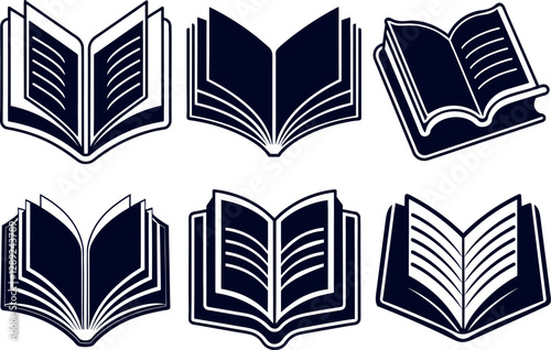 set of open book vector, book icon set vector. Linear icon set.