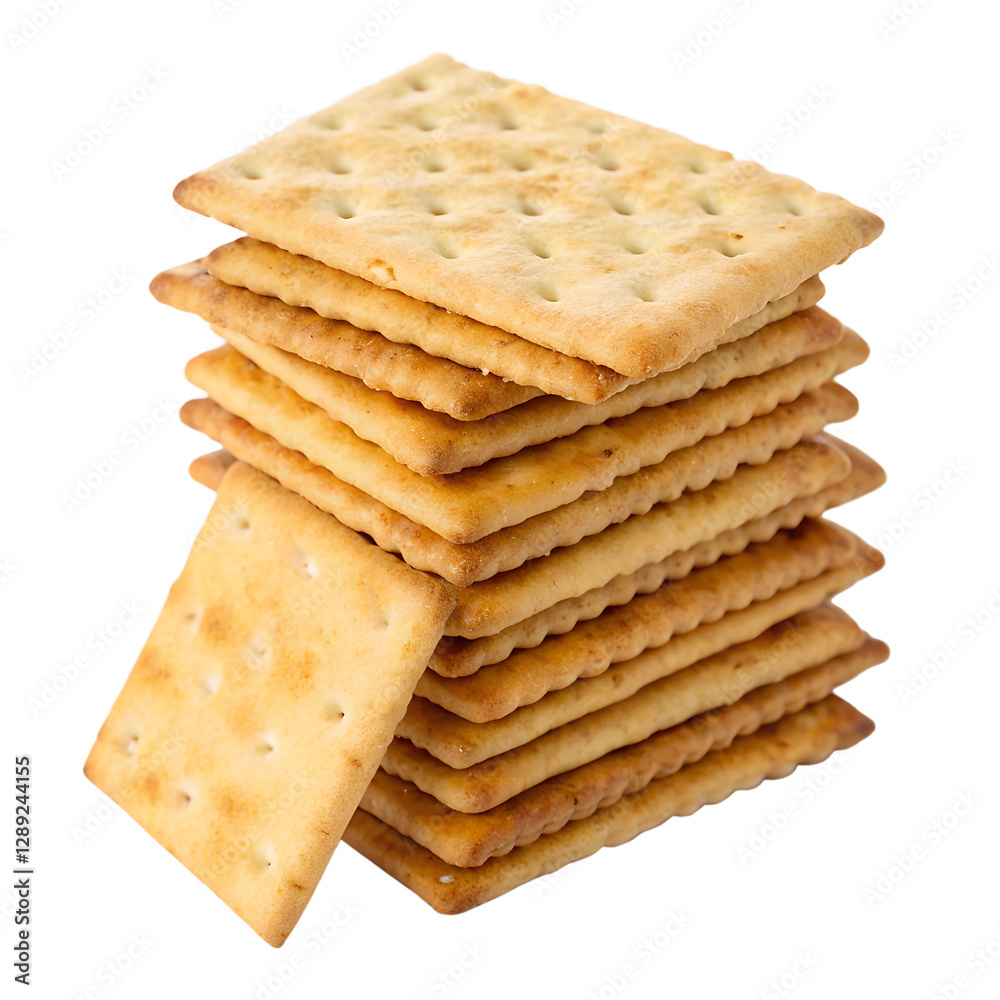 stacked pile of crispy saltine crackers isolated on transparent background stacked pile of crispy saltine crackers isolated on transparent background