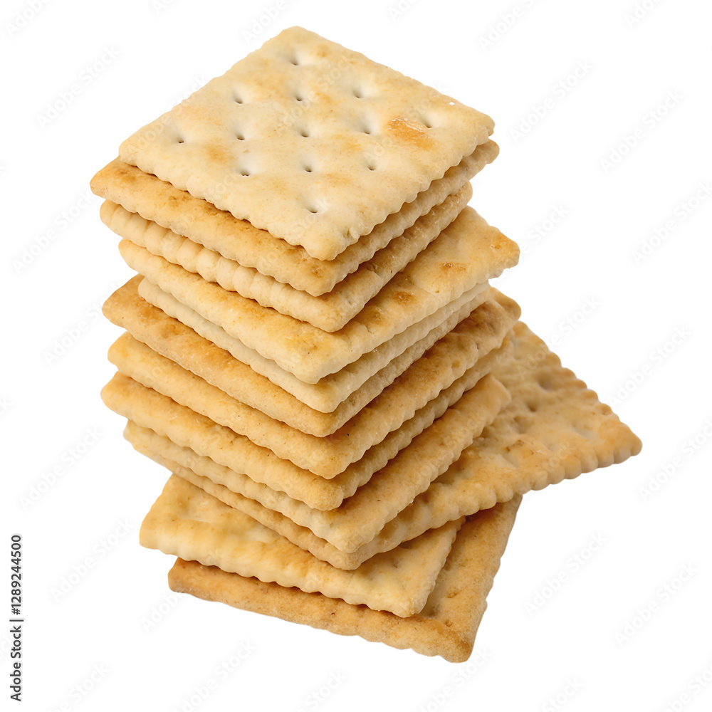 stacked pile of crispy saltine crackers isolated on transparent background stacked pile of crispy saltine crackers isolated on transparent background