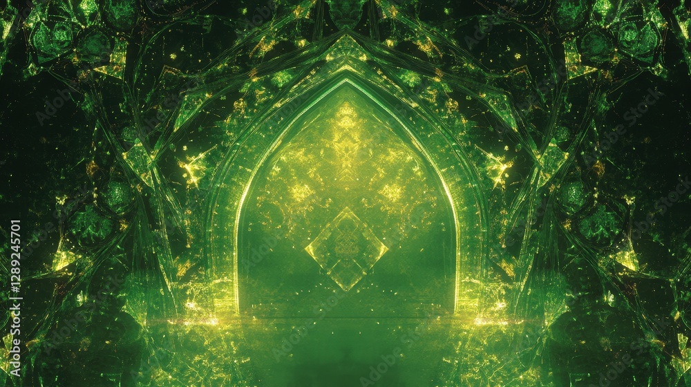Obraz premium Intricate Emerald Green Fractal Design with Mystical Patterns