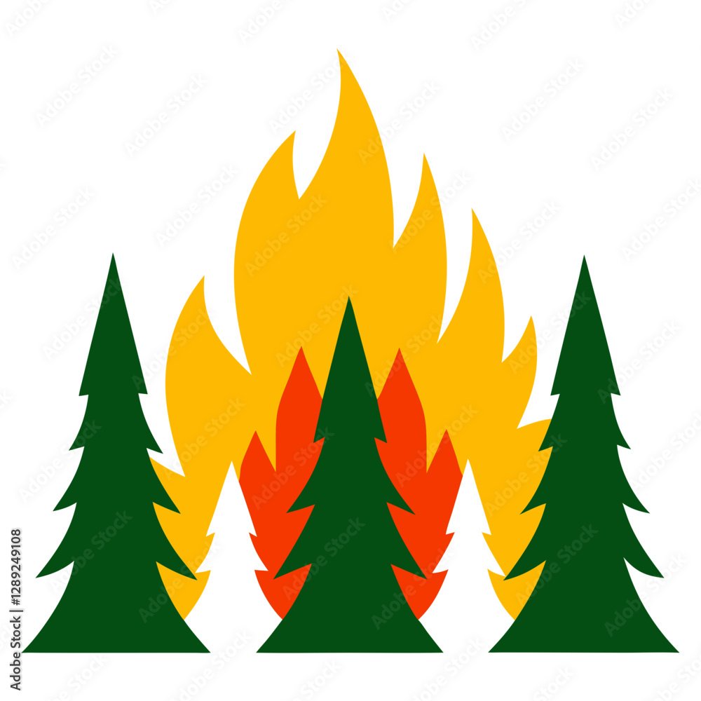 Obraz premium Fire Forest Fire Icon Vector Art Illustration for Safety and Environmental Awareness