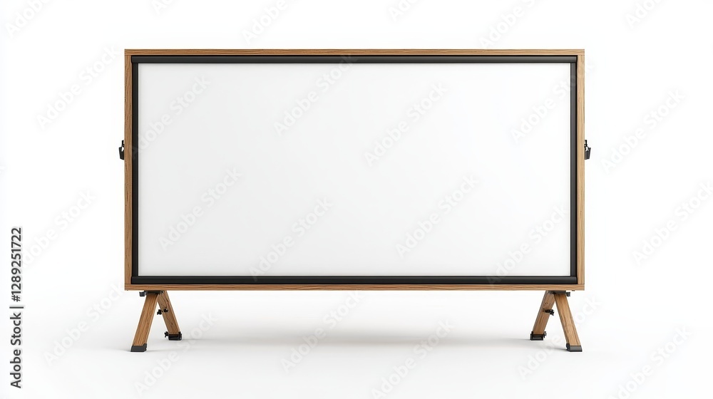 A minimalist wooden frame TV stand with a large blank screen, set against a white background, emphasizing simplicity and modern design. A minimalist wooden frame TV stand with a large blank screen, set against a white background, emphasizing simplicity and modern design.