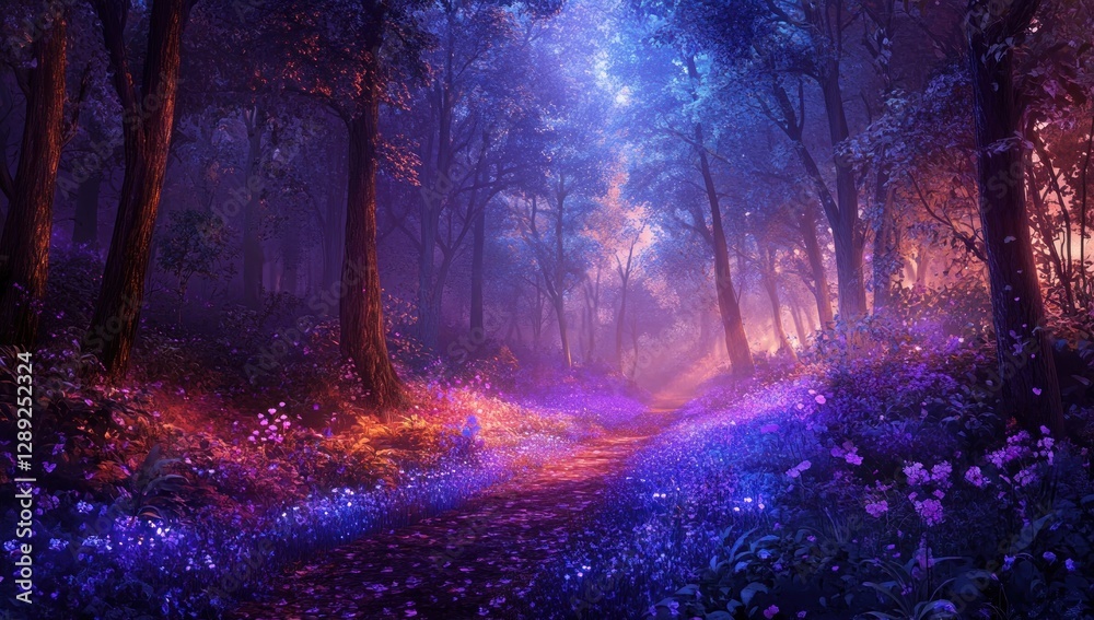Fototapeta premium Enchanted Forest Path: A Mystical Journey Through Dreamlike Woods