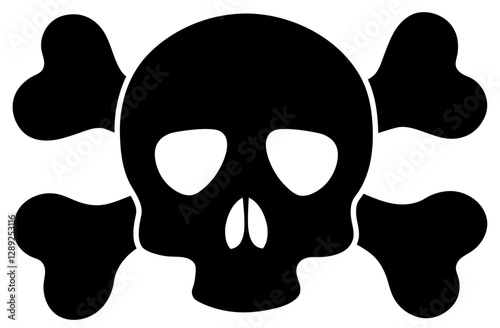 Skull and crossbones Icon on white background. Skull and crossbones vector icon. Human skull with crossed bones. Skeleton danger sign graphic. Scary toxic skull silhouette. Vector illustration 