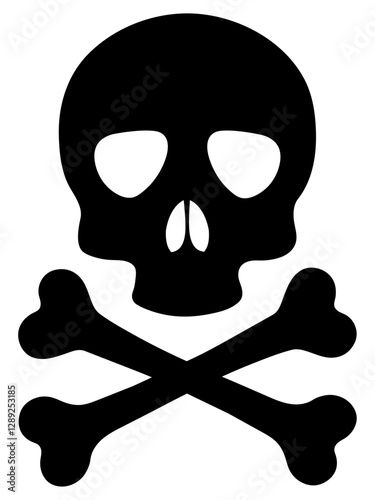 Human skull and crossbones set collection on white background. Human skull with crossed bones. Skeleton danger sign graphic. Toxic bones vector symbol. Skeleton danger sign graphic. Vector
