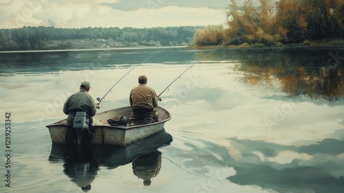 Bonding by the Water: Friends Casting Lines Together on a Serene Fishing Adventure