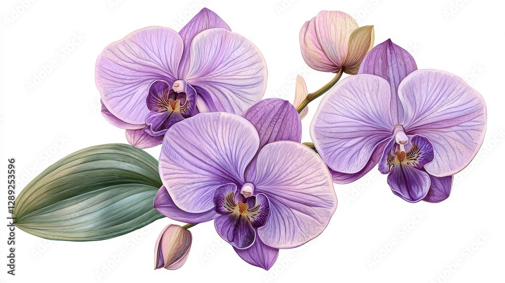 Delicate purple orchids with intricate petals and lush green leaves, showcasing natural beauty and elegance. Delicate purple orchids with intricate petals and lush green leaves, showcasing natural beauty and elegance.