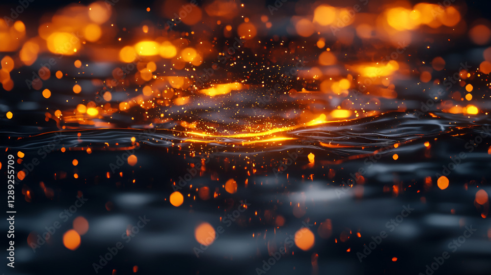 Naklejka premium Futuristic liquid metal background with glowing reflections