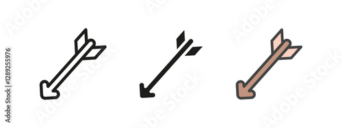 Bow arrow icon. Archery and target symbol. Precision vector illustration. Hunting, accuracy and competition sign. Traditional weapon pictogram.