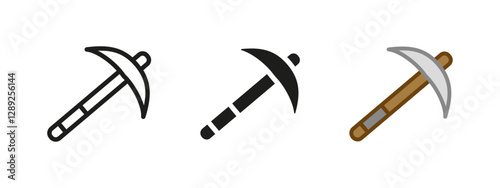 Pick icon. Mining and excavation tool symbol. Equipment vector illustration. Geology and construction sign. Hardwork, metal and industrial pictogram.