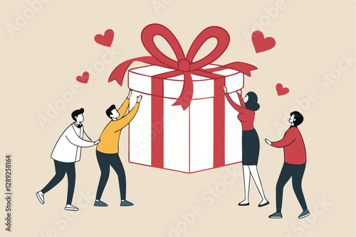 Loyalty program, gift card reward or spending bonus, shopping or sale to earn promotion prize, discount or redeem reward concept, people customer hold heart shape to redeem loyalty reward.