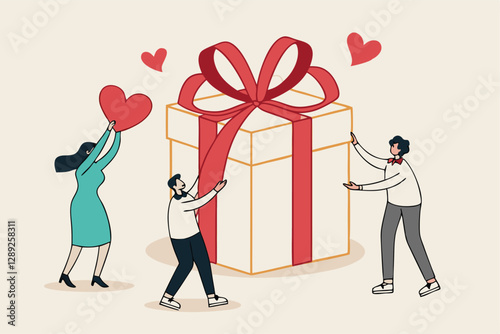 Loyalty program, gift card reward or spending bonus, shopping or sale to earn promotion prize, discount or redeem reward concept, people customer hold heart shape to redeem loyalty reward.