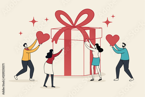 Loyalty program, gift card reward or spending bonus, shopping or sale to earn promotion prize, discount or redeem reward concept, people customer hold heart shape to redeem loyalty reward.