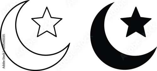 moon and star silhouettes islamic symbol vector