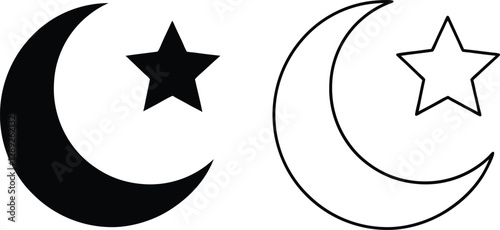 moon and star silhouettes islamic symbol vector