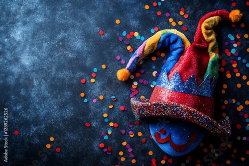 Festive Clown Hat on Dark Background