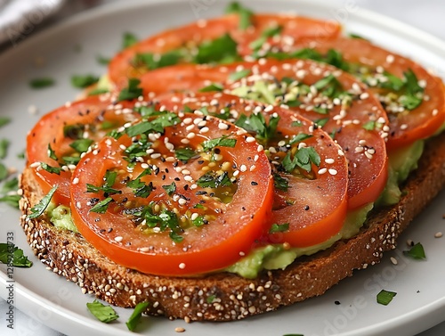 Avocado Toast with Tomato Slices photo