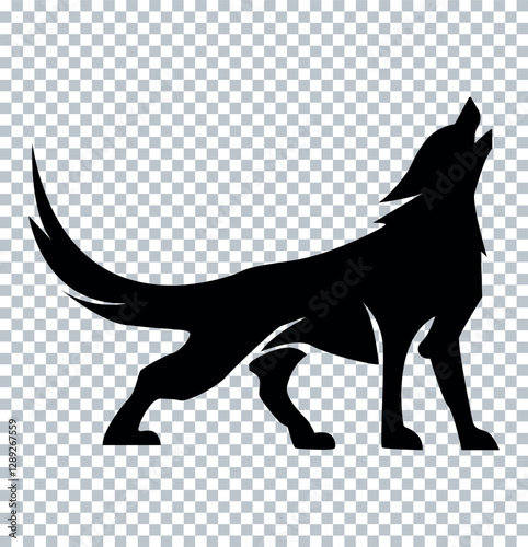 Fox, Wolf, howling on hill, icon, logo, vector illustration	