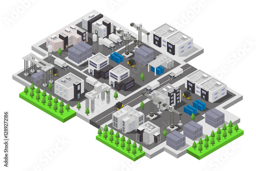 Delivery and loading of containers isometric