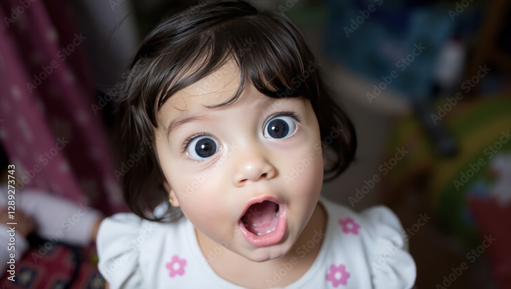 Excited Toddler Expressing Surprise and Joy