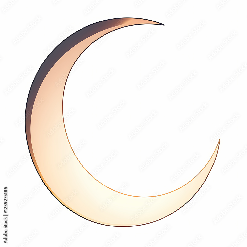 Elegant crescent moon shape with smooth curves and soft gradient colors Elegant crescent moon shape with smooth curves and soft gradient colors