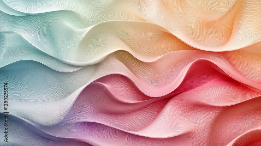 Obraz premium Colorful Flowing Fabric Background Depicting Beautiful Wavy Shapes