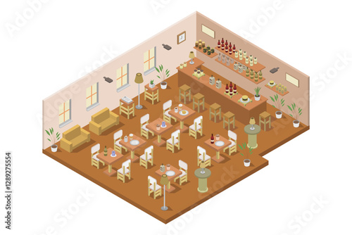 Cozy cafe isometric
