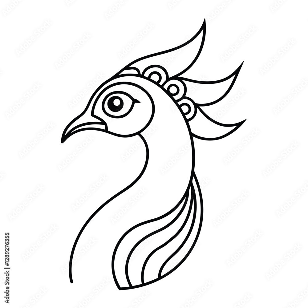 Fototapeta premium peacock head formed with spiral patterns