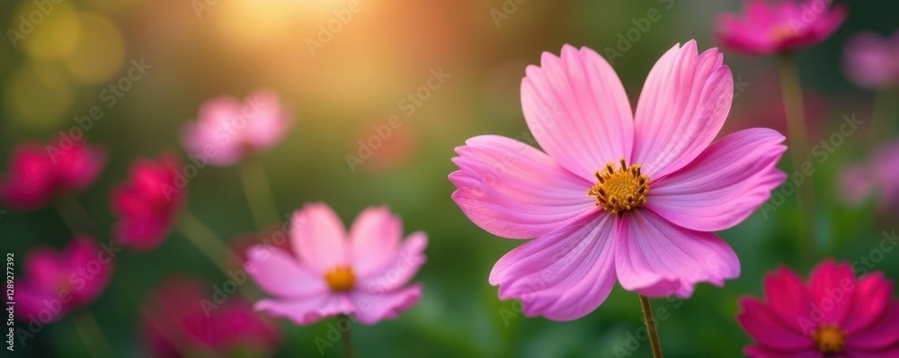 Pink cosmos flowers unfolding like tiny stars, garden decor, spring flowers, flower blossoms Pink cosmos flowers unfolding like tiny stars, garden decor, spring flowers, flower blossoms