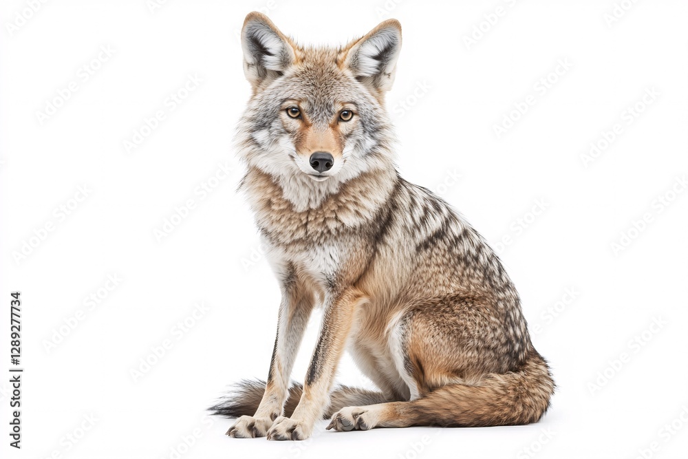Fototapeta premium Alert Coyote with Bushy Tail and Sharp Eyes in Profile