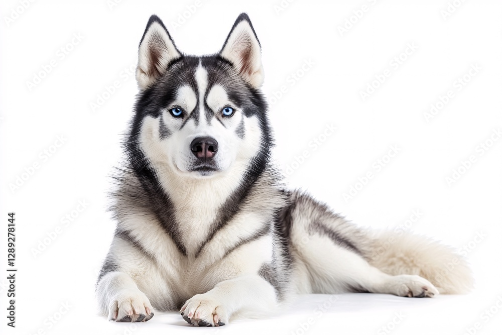 Fototapeta premium Charming Siberian Husky with Intense Blue Gaze and Glossy Coat
