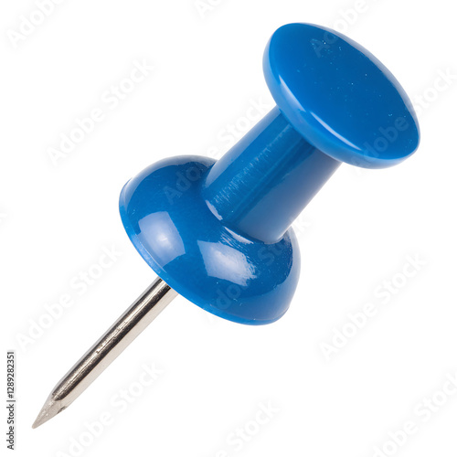 Blue Push Pin Isolated on Transparent Background