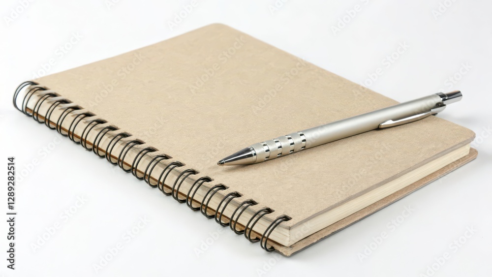 Spiral Notebook and Pen on White Background Spiral Notebook and Pen on White Background