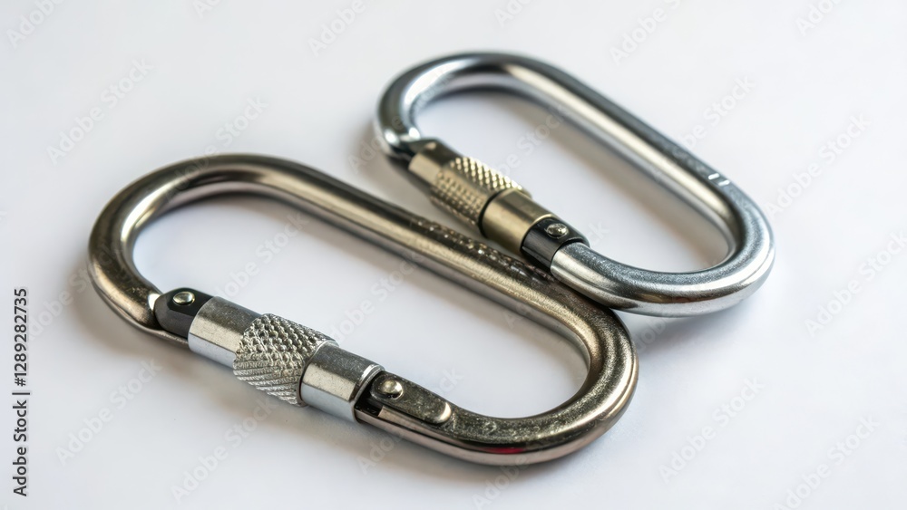 Two Oval Carabineers on White Background Two Oval Carabineers on White Background