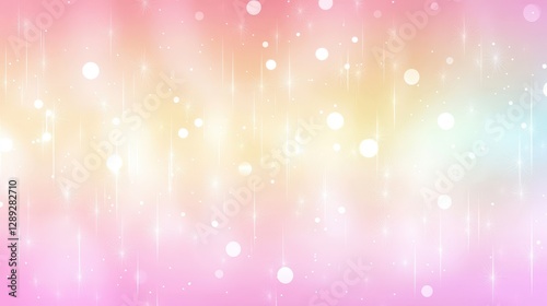 Soft pastel sparkling abstract background with dreamy bokeh lights and gentle starbursts ideal for festive decorations or design projects featuring pink, yellow, and soft hues