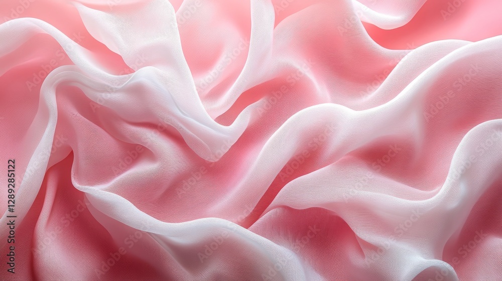 Obraz premium Delicate pink and white fabric forms soft flowing folds and layers