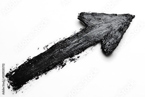 Black arrow painted on white photo
