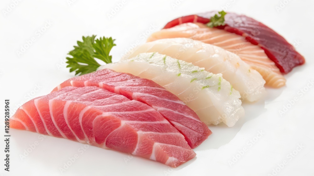 Sashimi Assortment on White Background Sashimi Assortment on White Background